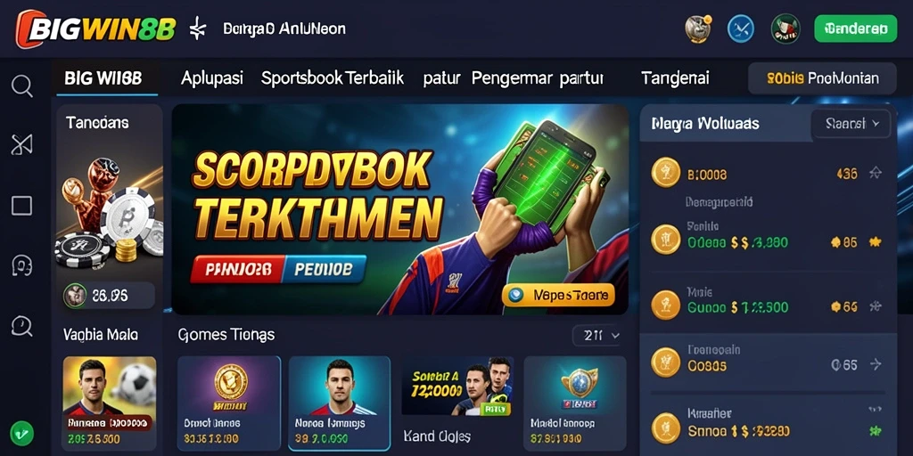 Tampilan utama BIGWIN88 menampilkan berbagai pilihan taruhan olahraga.
