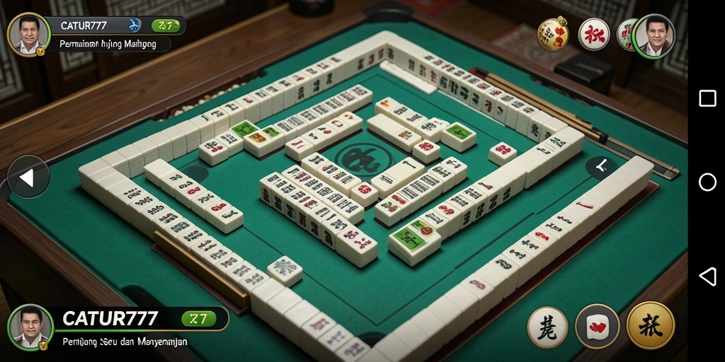 Tampilan gameplay seru dalam CATUR777, menunjukkan ubin Mahjong yang menantang.
